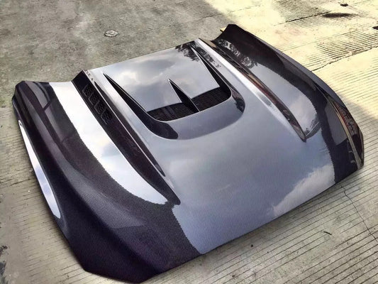 OAC “A2” Carbon Fiber Hood With Engine Bonnet & Vents For 15-17 Ford Mustang (Single/Double Sided)