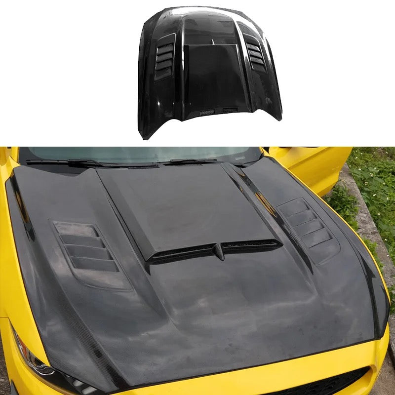 OAC “A1” Carbon Fiber Hood with Vents For 15-17 Ford Mustang (Single/Double Sided)