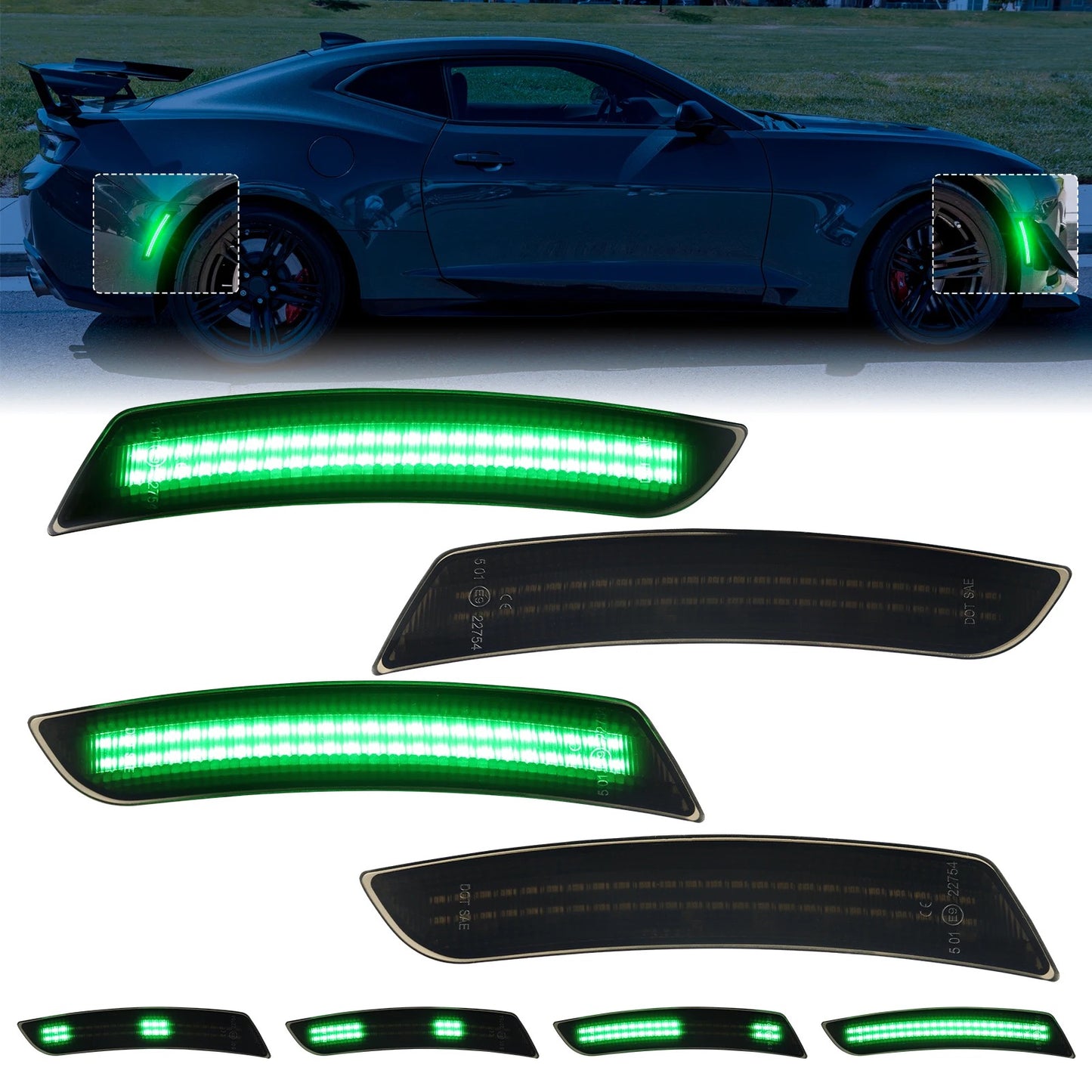 OAC V2 16-23 Camaro Smoked LED Side Marker Lights (Dynamic/Non Dynamic)