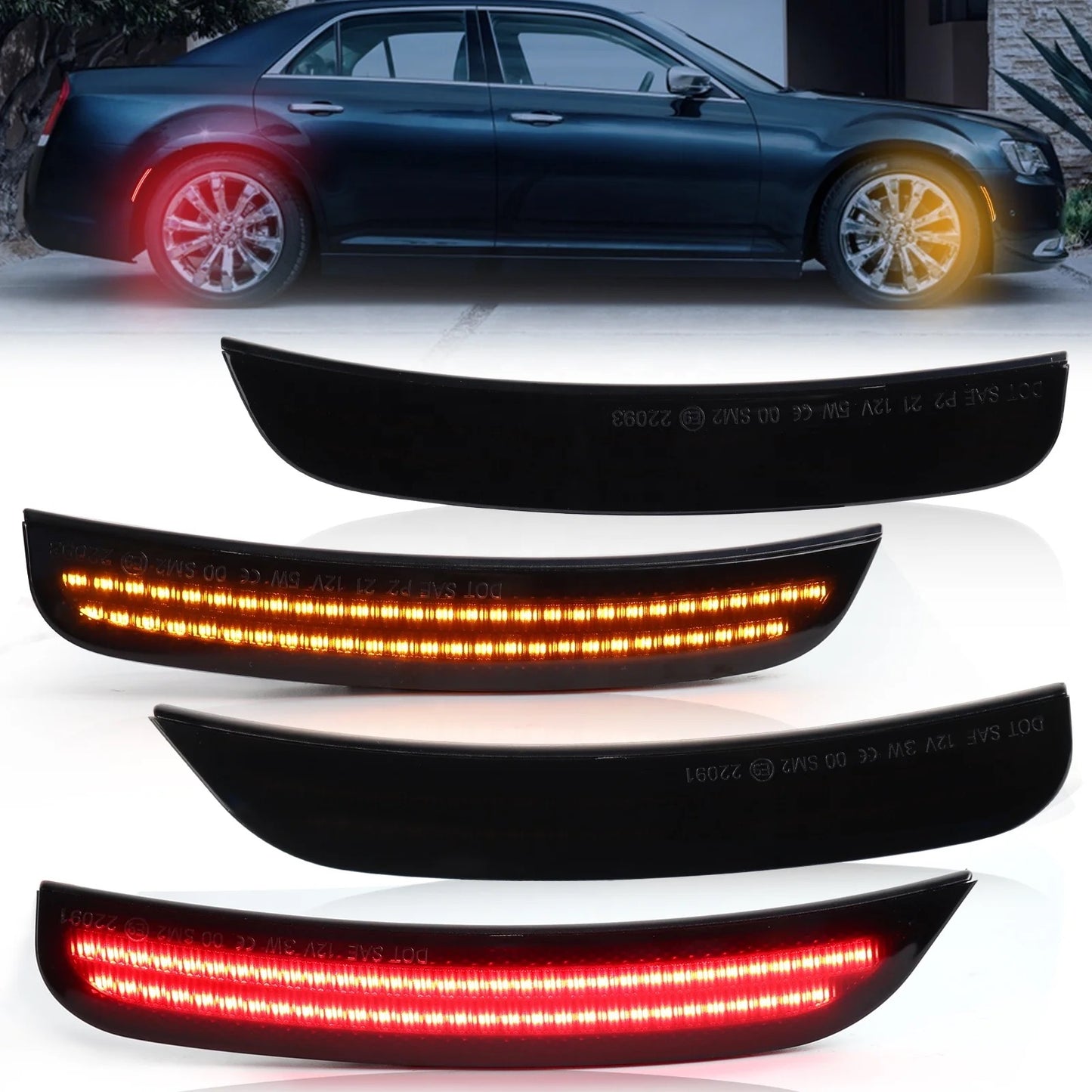 OAC V2 15-22 Chrysler 300 Smoked LED Side Marker Lights (Front&Rear)