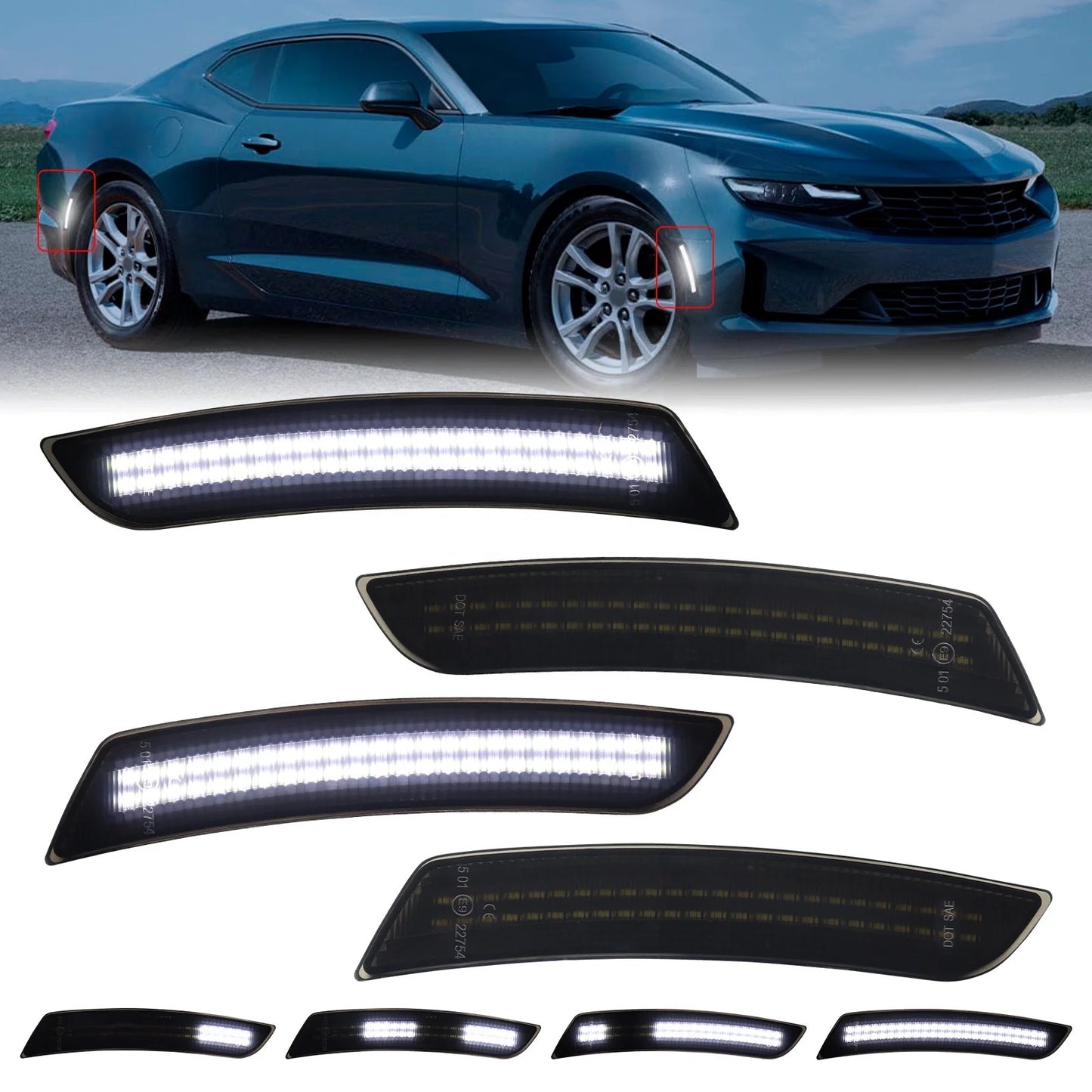 OAC V2 16-23 Camaro Smoked LED Side Marker Lights (Dynamic/Non Dynamic)