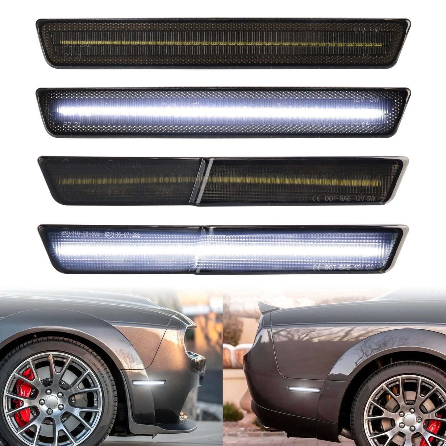 OAC 18-23 Widebody Dodge Challenger Smoked LED Side Markers Lights (Front&Rear)