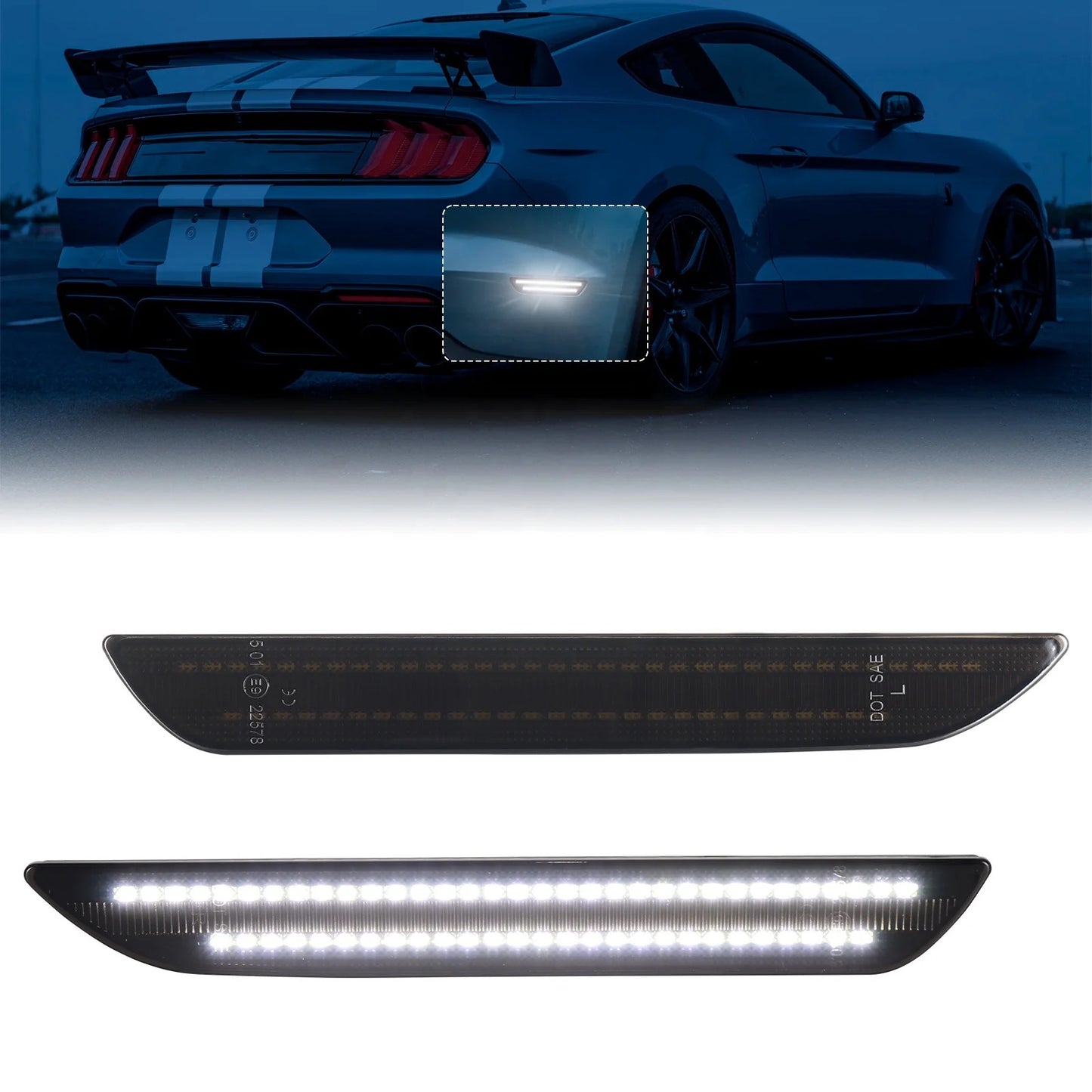 OAC V2 15-23 Ford Mustang Smoked LED Side Marker Lights