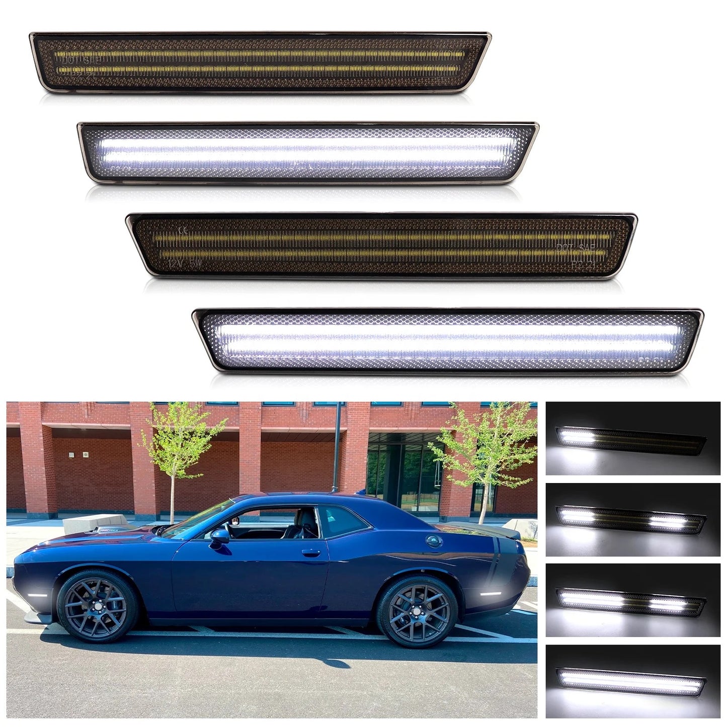 OAC V2 15-23 Dodge Challenger Smoked LED Side Marker Lights (Dynamic/Non Dynamic)