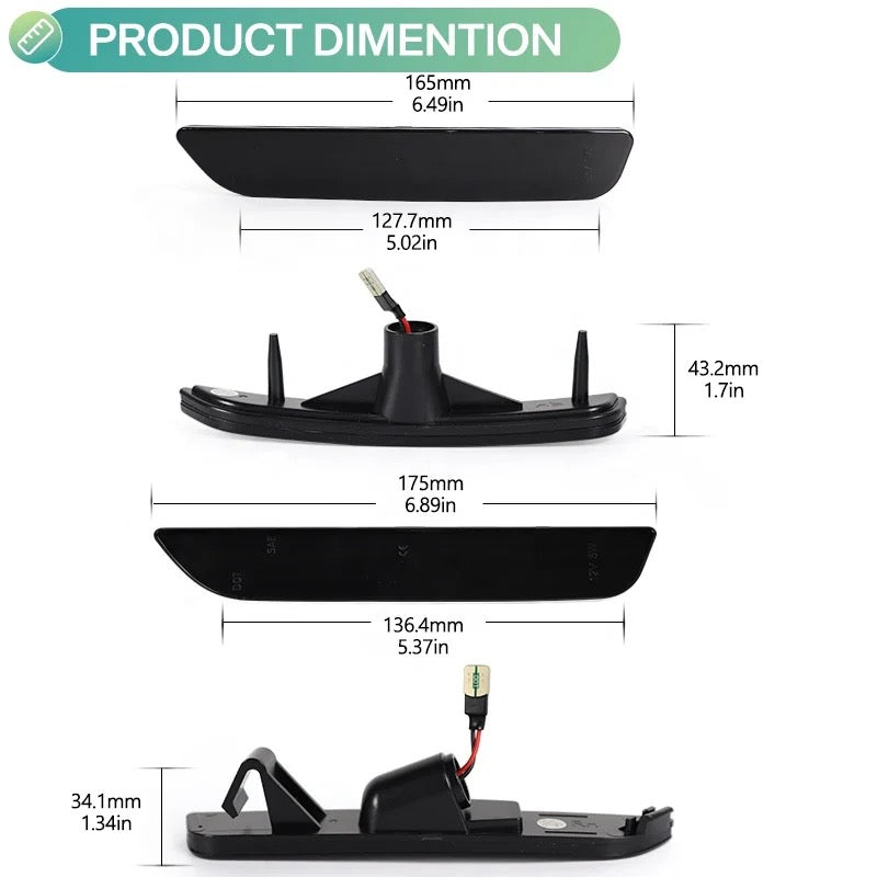 OAC V2 10-14’ Ford Mustang Smoked LED Side Marker Lights (Dynamic/Non Dynamic)