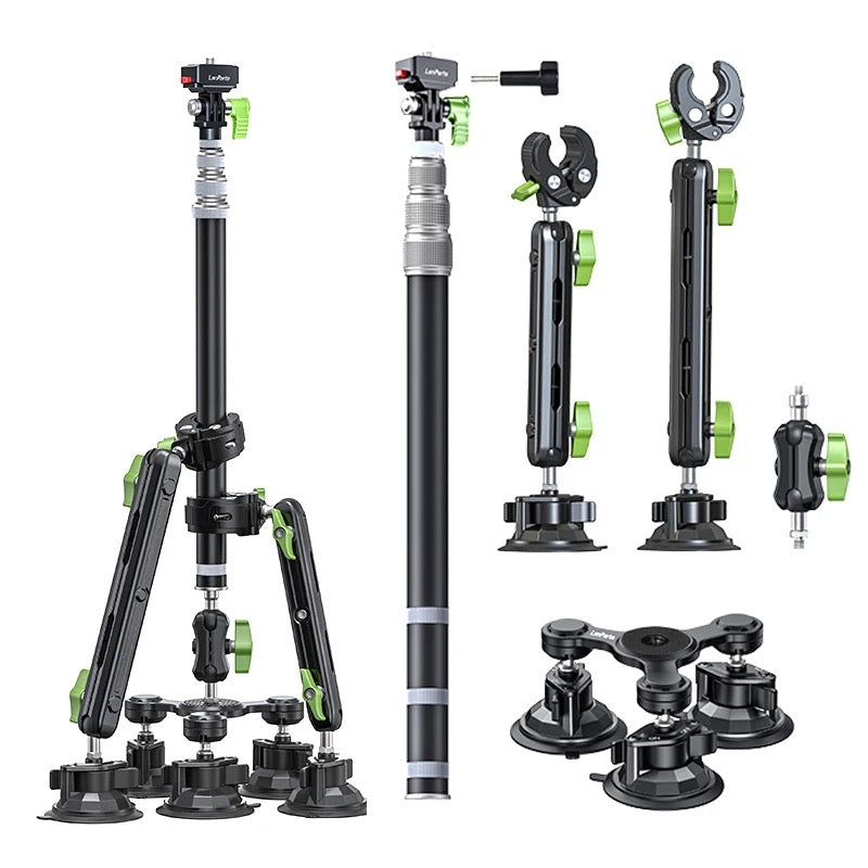 OAC Triple Suction Insta360/Go-Pro Action Camera Mount Kit With Fully Adjustable Stick